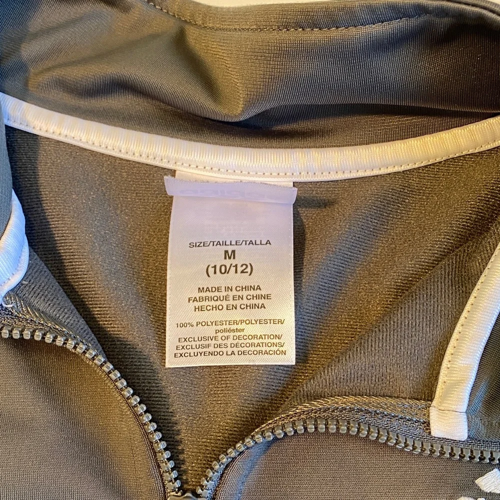 Adidas grey and white full-zip track jacket Boys size medium 10/12